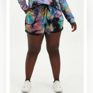 TORRID CLASSIC FIT TERRY ACTIVE SHORT BLACK TIE DYE SIZE 3